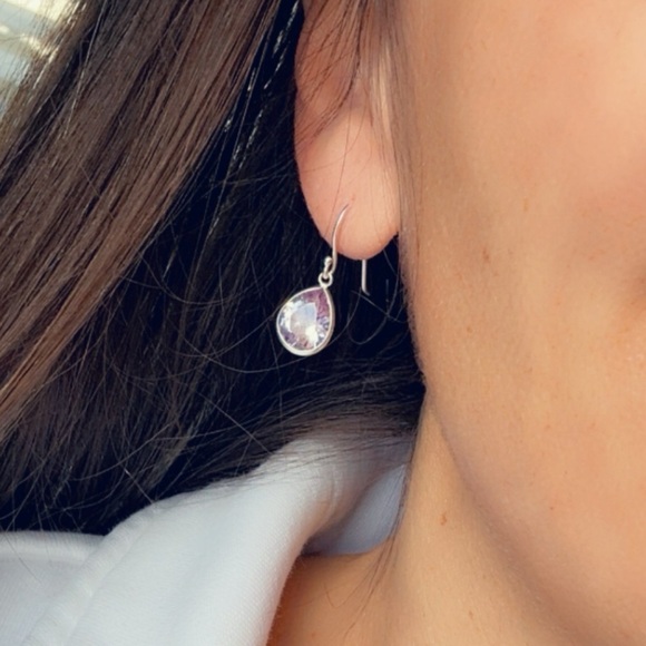 Sterling Silver Crystal Gemstone Drop Earrings - Picture 13 of 14